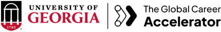 The University of Georgia logo next to the The Global Career Accelerator logo.