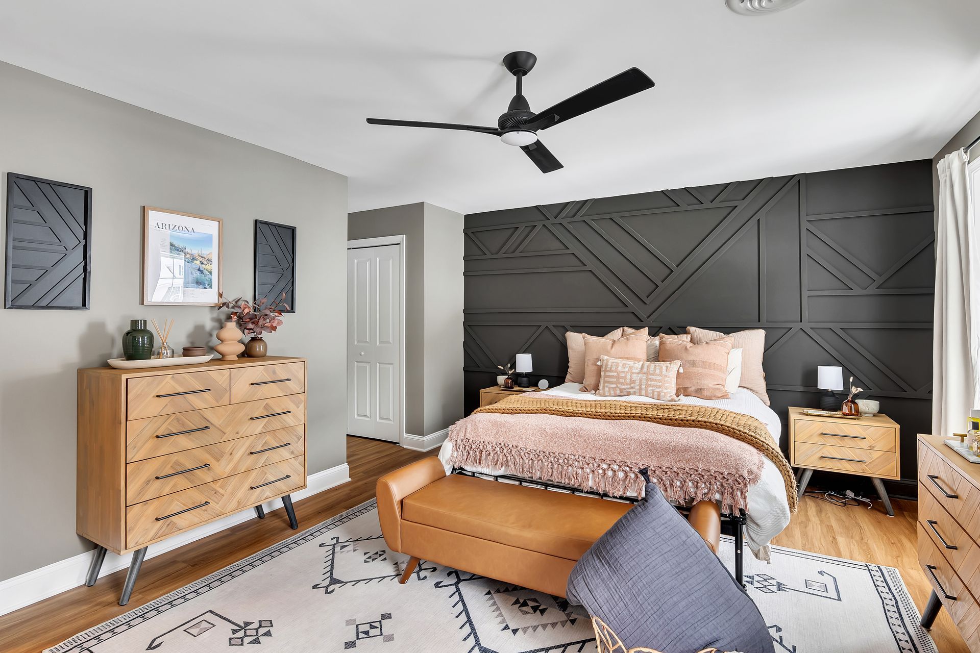 Statement walls. Woodworking accents. Interior Design.