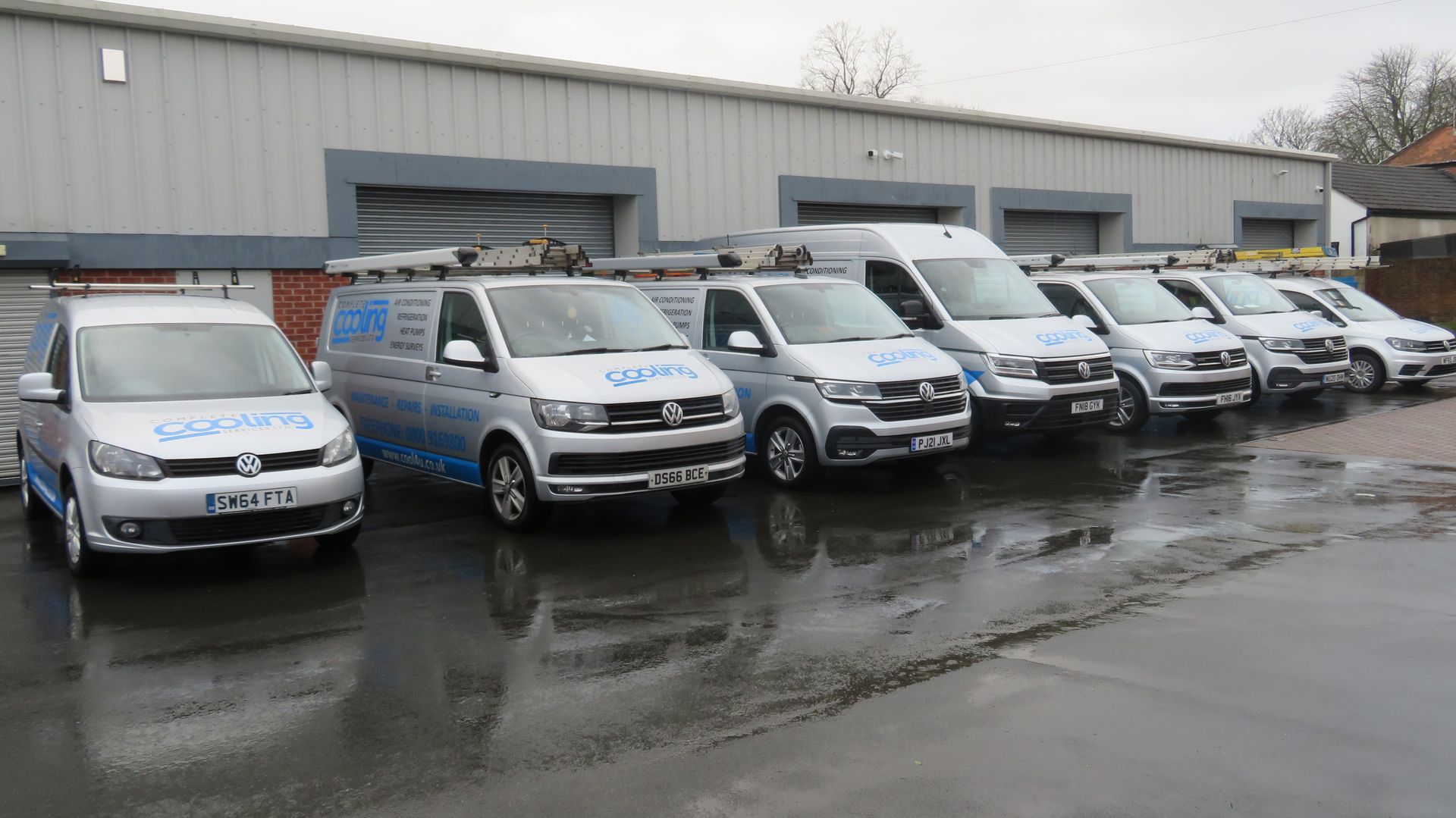 Complete Cooling Services Fleet of Vans Supplying AC Installations