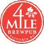 Red circular logo for 4 Mile Brewpub in Victoria BC with white text.