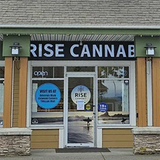 Rise Cannabis store front with signage, and entrance.