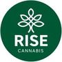 RISE Cannabis logo: White text and design on a green circle.