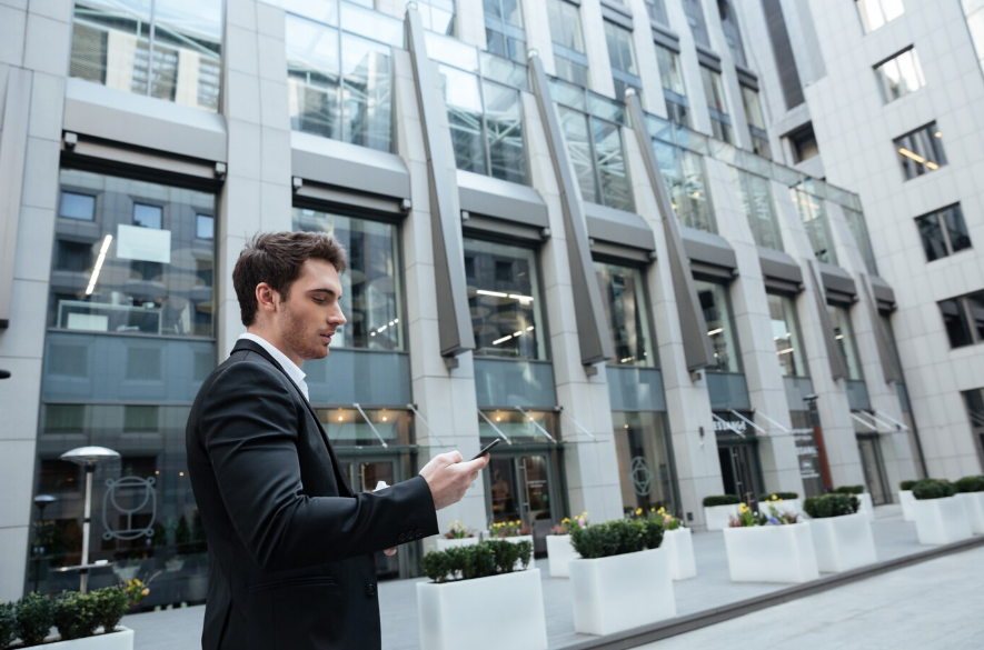  a property manager using a smartphone