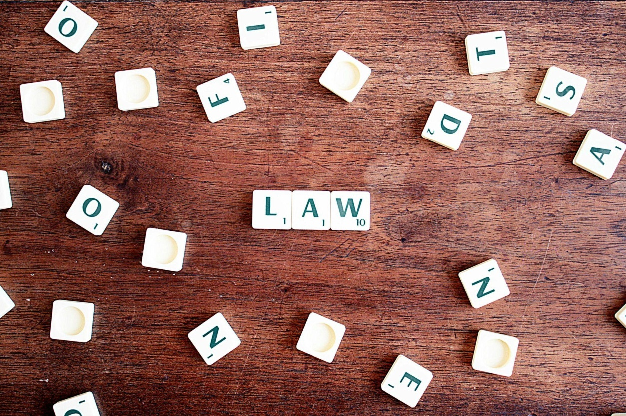 Scrabble cubes spelling out law