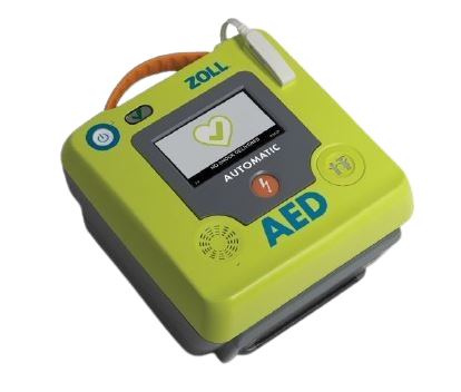 A green zoll aed device on a white background