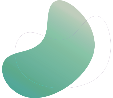 A green swirl with a white outline on a white background.