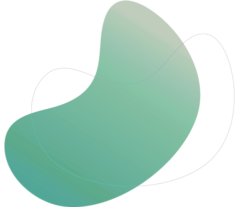 A green swirl with a white outline on a white background.