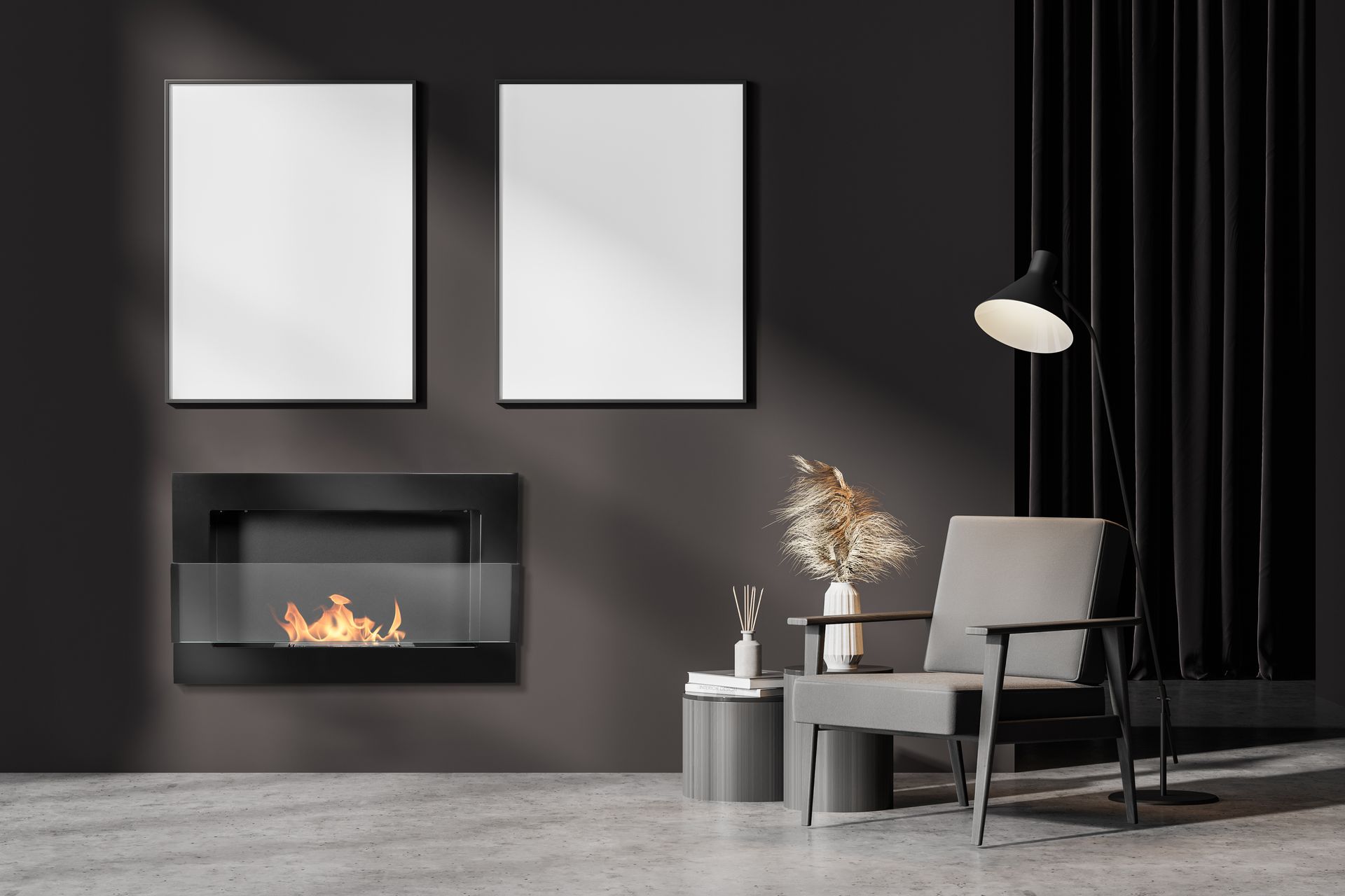 Bio-ethanol wandhaard 650 × 400 met glasscherm