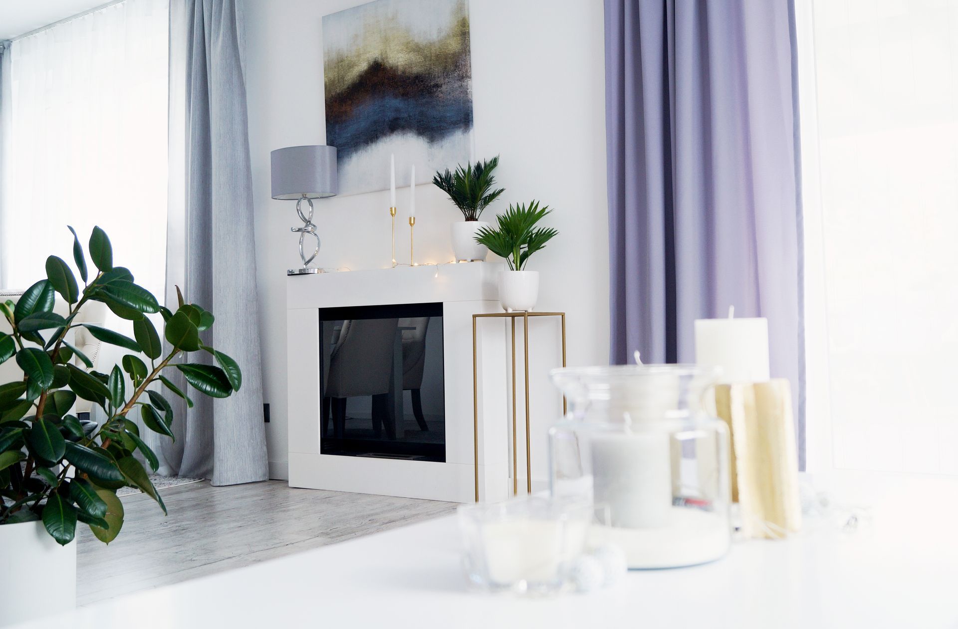 Bio-ethanol schouwhaard “Asne” — mat wit, met gehard glasscherm