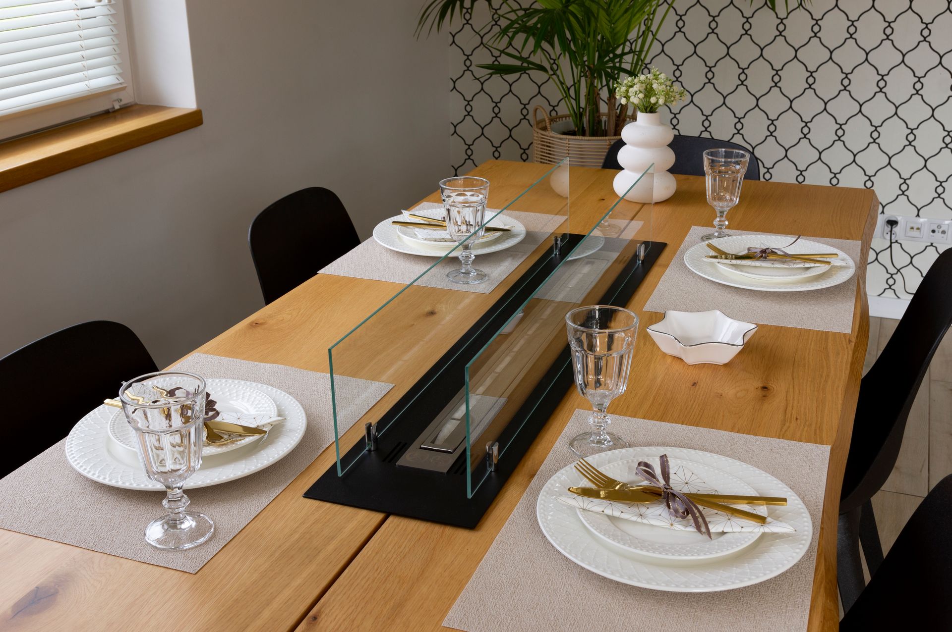 Lineaire inbouw bio-ethanolhaard 100 cm met glasschermen