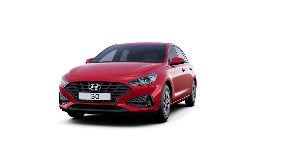A red hyundai i30 is shown on a white background.