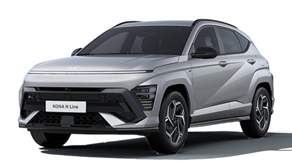 A black hyundai tucson is shown on a white background.