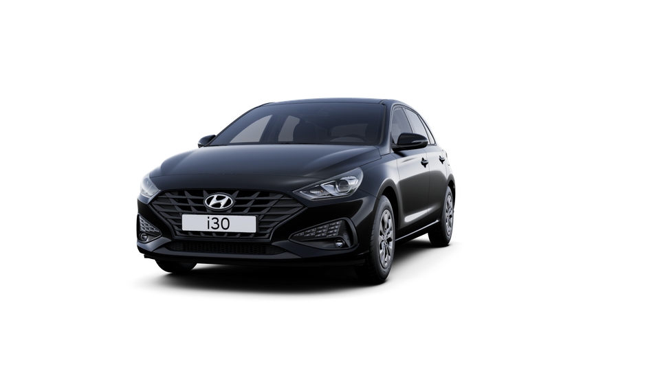A black hyundai i30 is shown on a white background.
