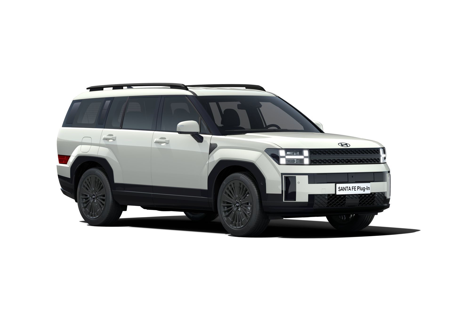 A white jeep Santa Fe  is shown on a white background.
