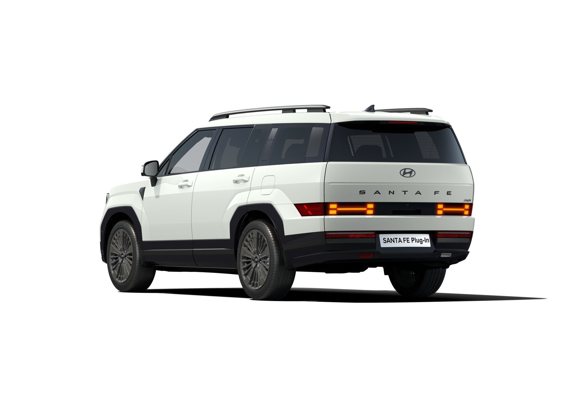 A white suv is parked on a white background. Santa Fe 