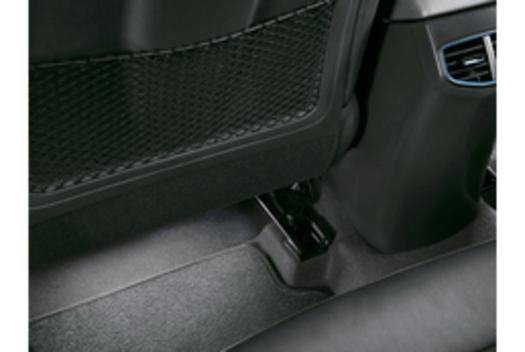 A close up of the back seat of a car