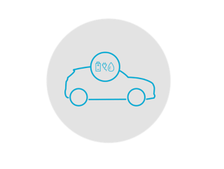 A line drawing of a car with a circle around it. tucson
