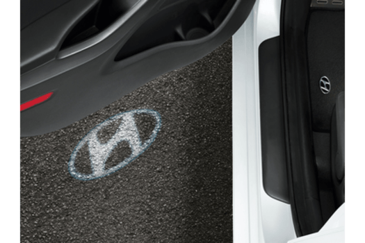 A car door with a hyundai logo on it.