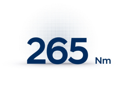 The number 265 is written in blue on a white background. hyundai kona hybrid