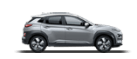 A silver hyundai kona is shown on a white background.