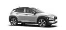 A black and white photo of a silver car on a white background.