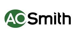 The ao smith logo is green and black on a white background.