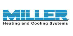 The miller heating and cooling systems logo is blue and white.