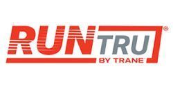 The run tru by trane logo is red and gray on a white background.