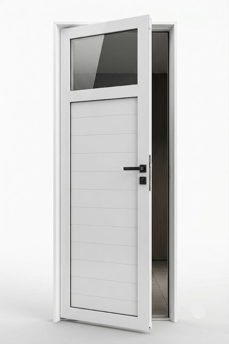 Puerta de interior 1/4 de vidrio fijo superior de 0,90x2,00