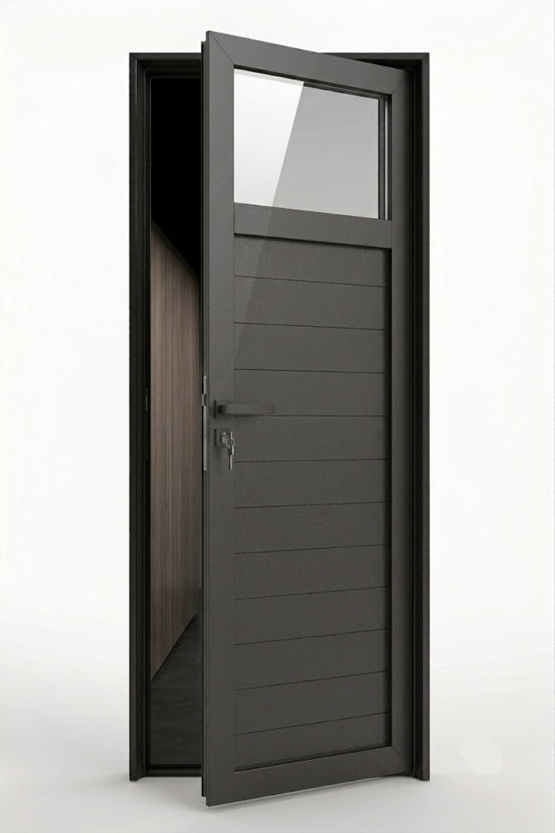 Puerta de exterior 1/4 vidrio fijo superior de 0,90x2,00