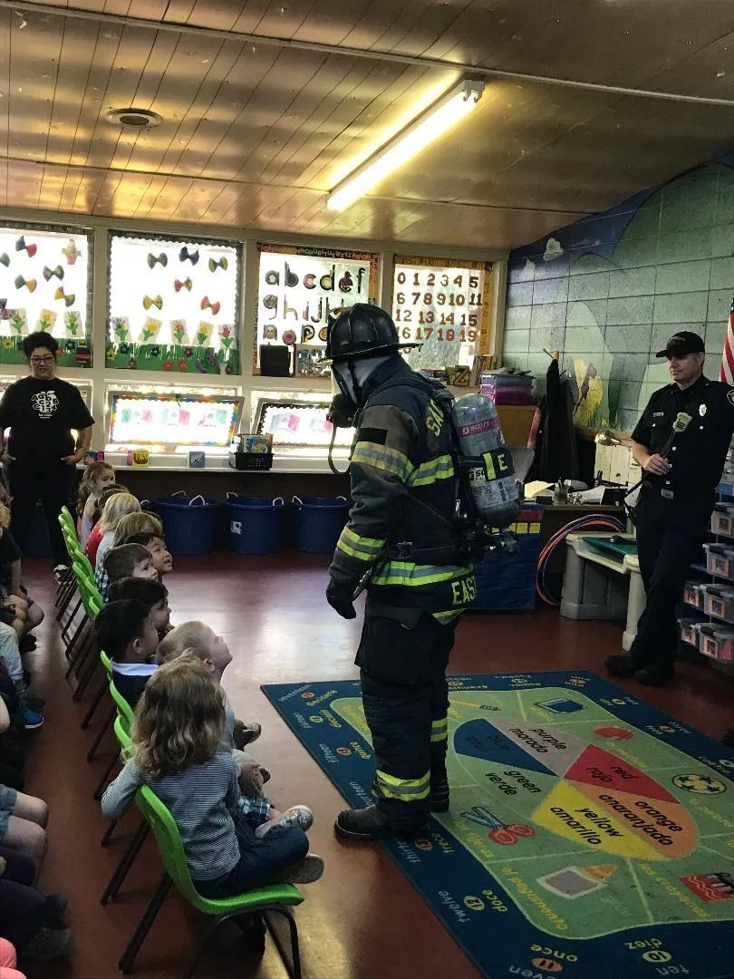 Firemen in a Classroom — Sacramento, CA — Tot Town Child Development Center, Inc.