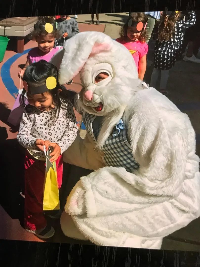 Girl and White Bunny — Sacramento, CA — Tot Town Child Development Center, Inc.