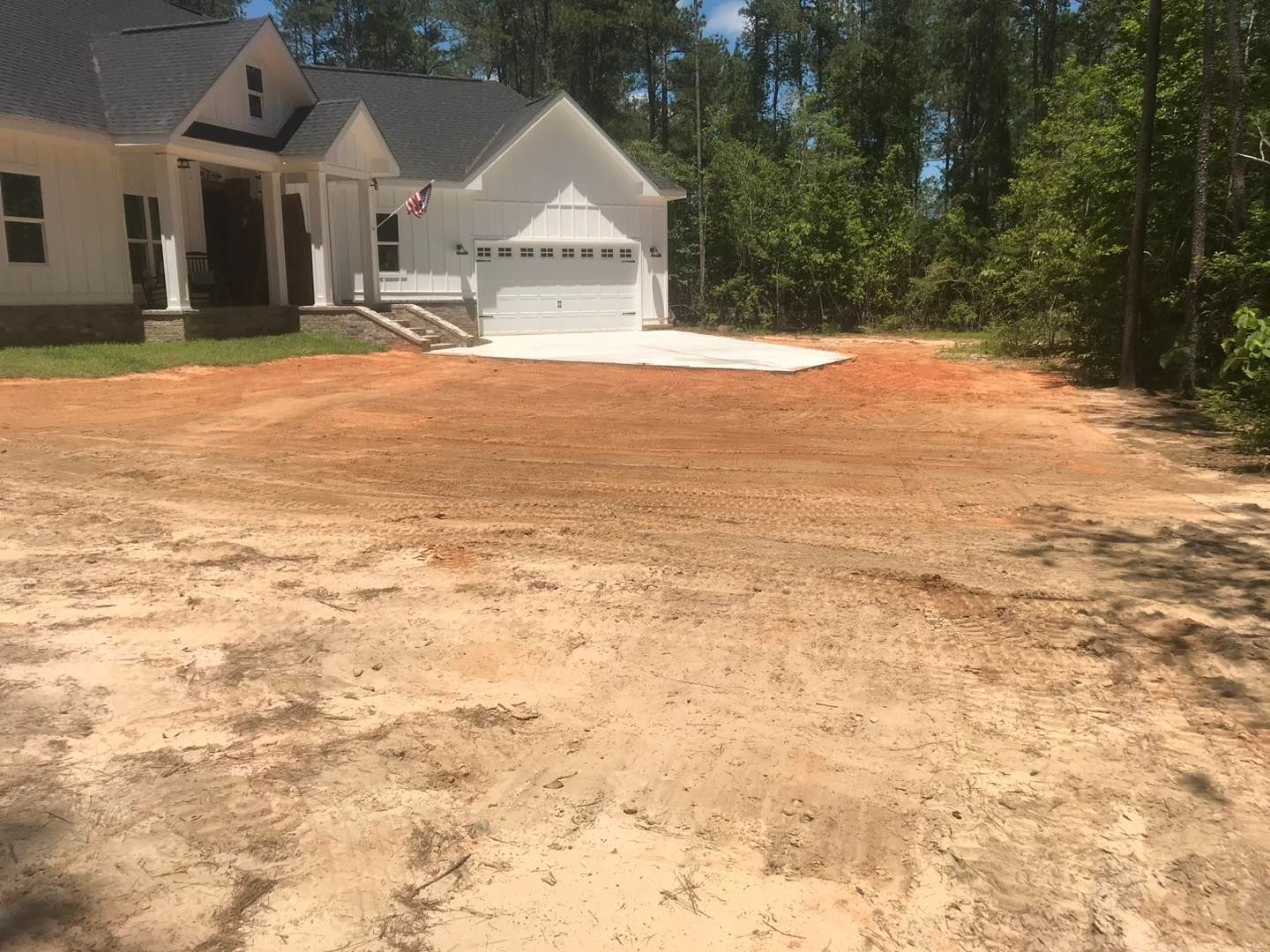 dirt work for cement concrete paved parking