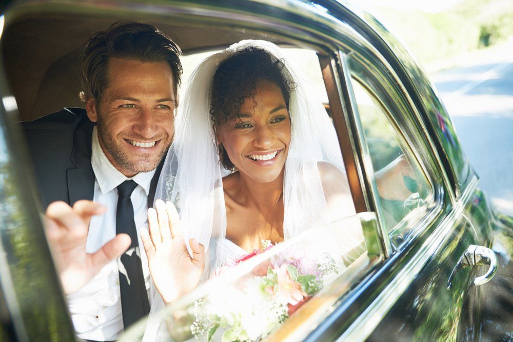 Newly Weds Inside Bridal Car — Kalamazoo, MI — Five Star Rides, LLC