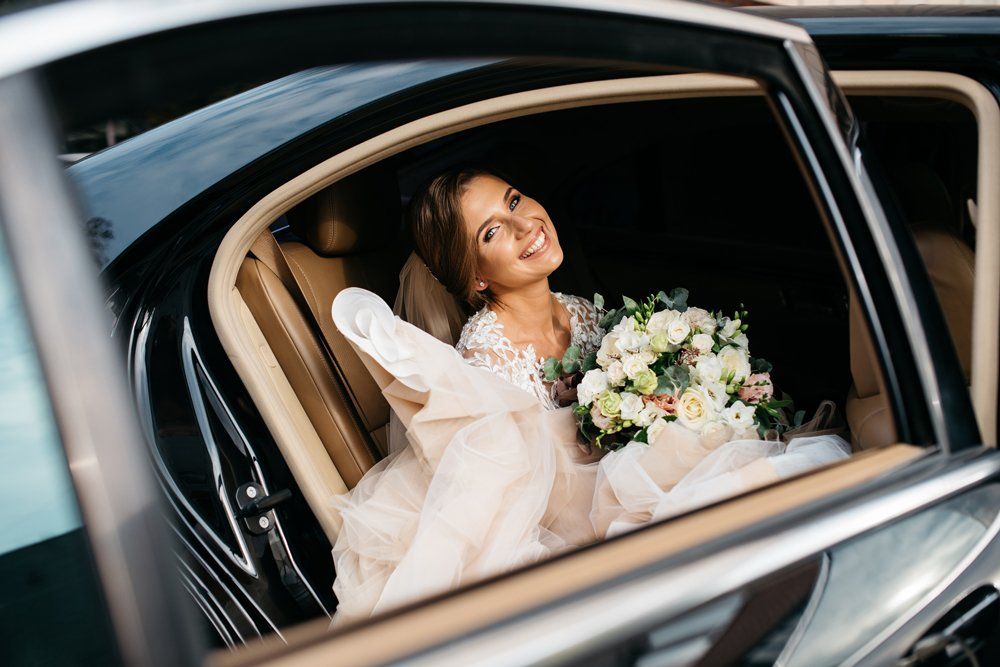 Bride Inside Bridal Car — Kalamazoo, MI — Five Star Rides, LLC
