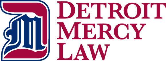 Detroit Mercy Law logo. Features a stylized 