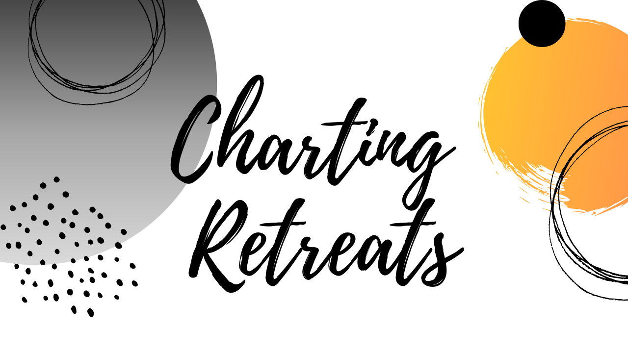 The word retreats is written in black on a white background.