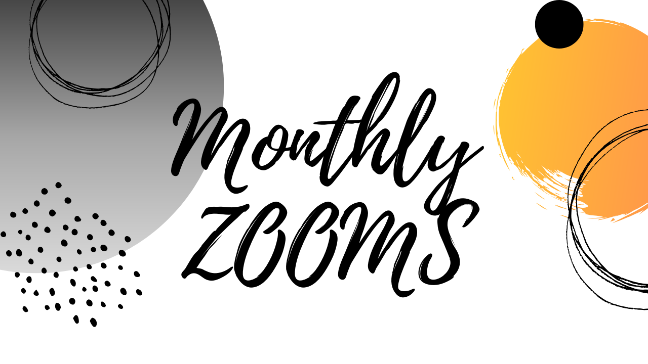 A banner with the words `` monthly zooms '' written on it.