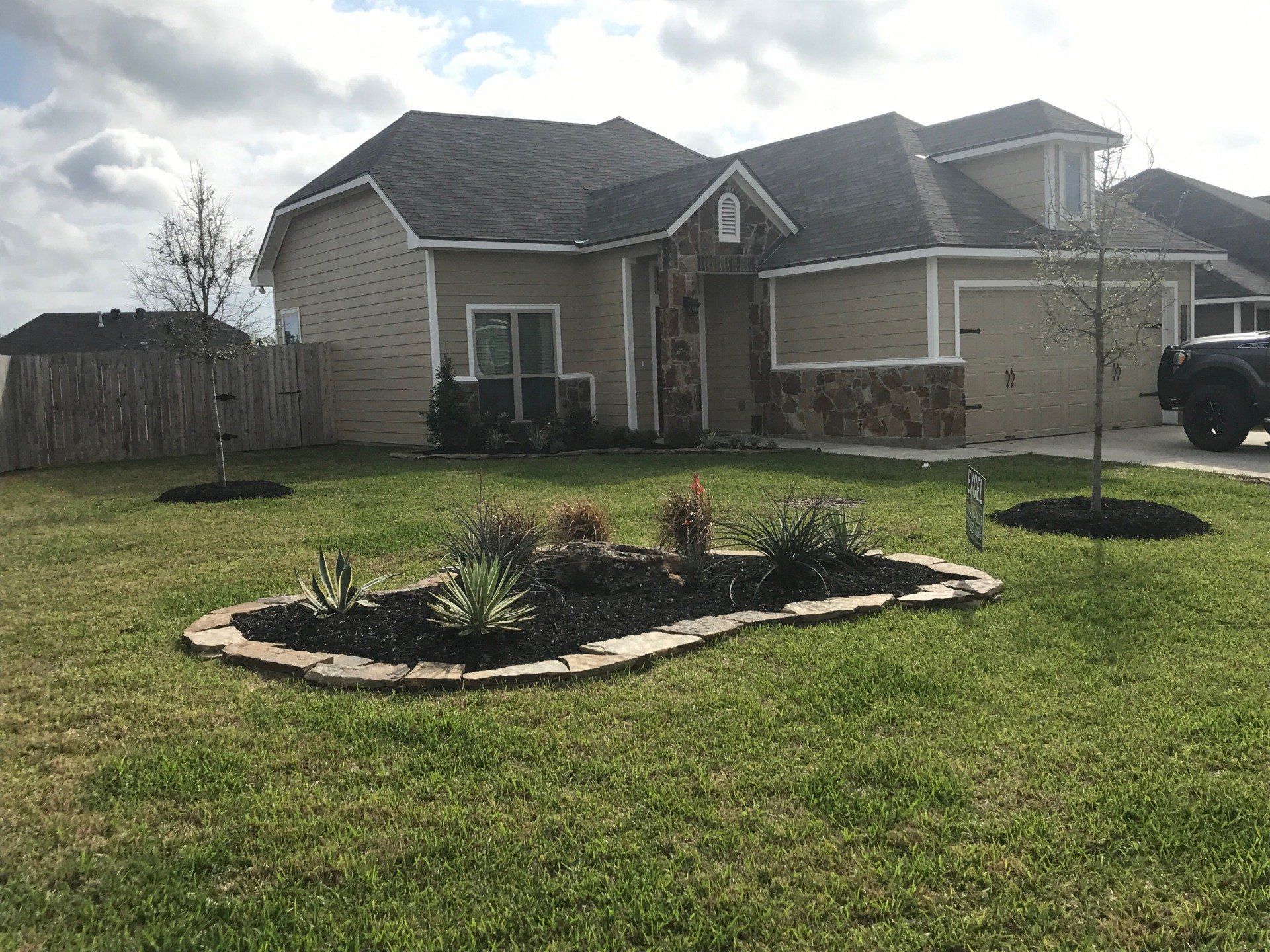 Home front with lawn