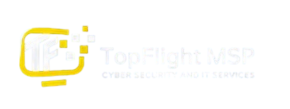TopFlight MSP Yellow MSP logo with stylized icon and faint “TopFlight MSP” text on a white background