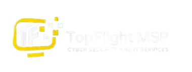 TopFlight MSP Yellow MSP logo with stylized icon and faint “TopFlight MSP” text on a white background
