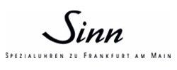 A black and white logo for sinn spezialuhren zu frankfurt am main