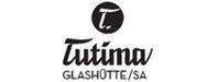 Ein schwarz-weißes Logo für Tutima Glashütte/SA auf weißem Hintergrund.
