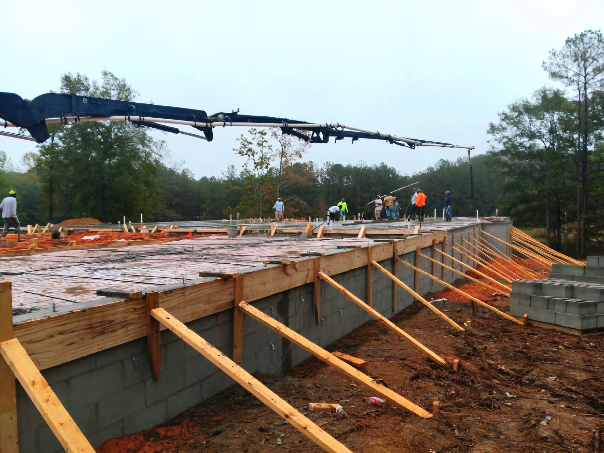 A group of people are working on a construction site