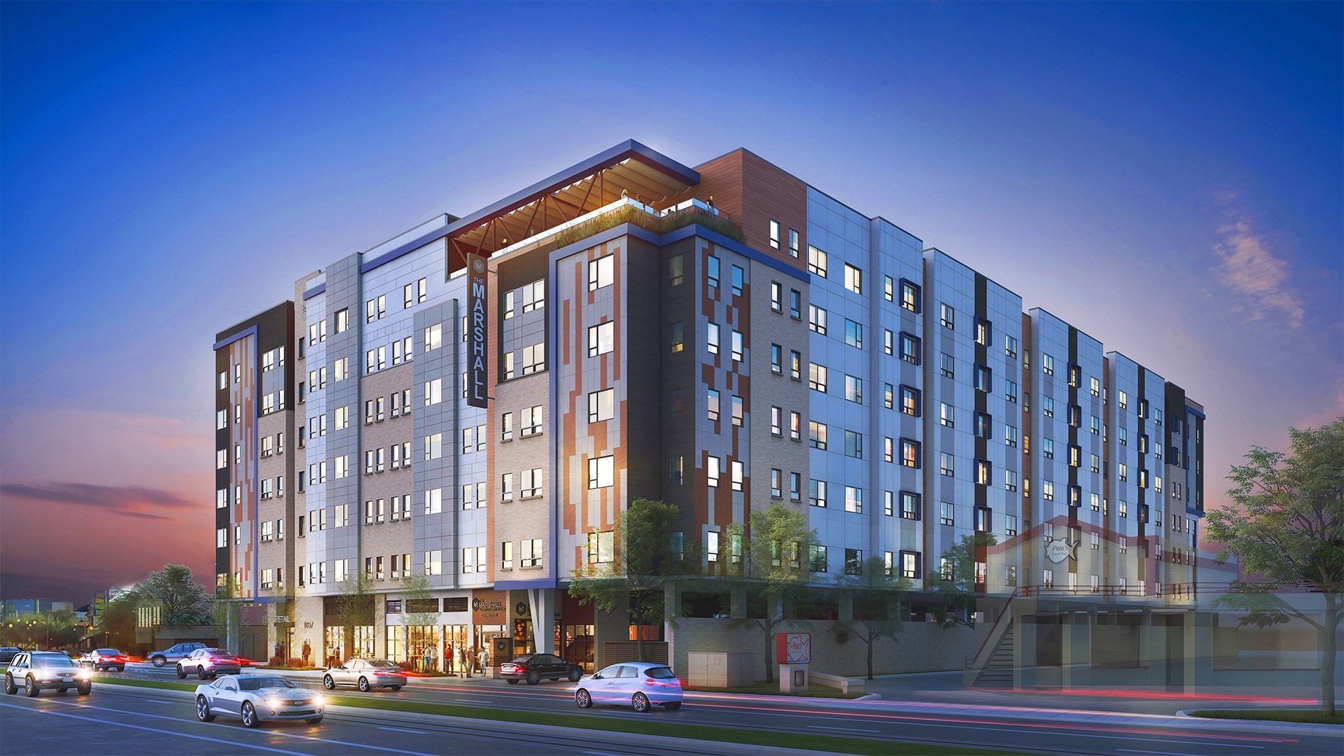 An artist 's impression of a large apartment building.