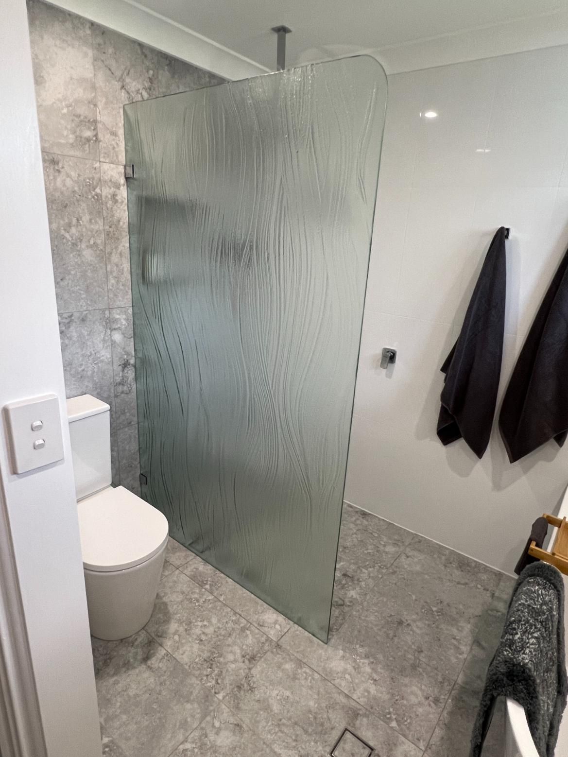 A Bathroom With A Toilet And A Walk In Shower — Glass 24/7 In Tuncurry, NSW