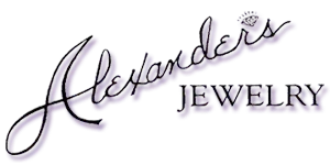 Alexander's Jewelry logo with cursive text and a diamond icon.