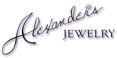 Alexander's Jewelry logo with cursive text and a diamond icon.