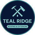 Teal Ridge Roofing & Exteriors logo. Teal tools crossed over a house silhouette, set against a dark teal background.