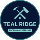 Teal Ridge Roofing & Exteriors logo. Teal tools crossed over a house silhouette, set against a dark teal background.